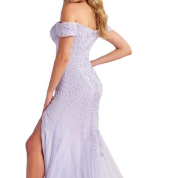 NWT Colette By Daphne CL8645 Glitter Tulle Evening Dress Lilac Size 10 - Picture 3 of 7